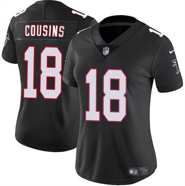 Women%27s Atlanta Falcons #18 Kirk Cousins Black 2023 Stitched Jersey Dzhi